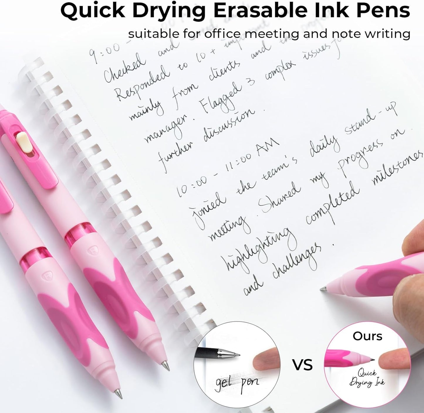 M&G 3 PCS Retractable Erasable Gel Pens, 0.5mm Black Ink Gel Pen, Fine Point Erasable Pen Make Mistakes Disappear, Premium Comfort Grip Note Taking and Crossword Puzzles