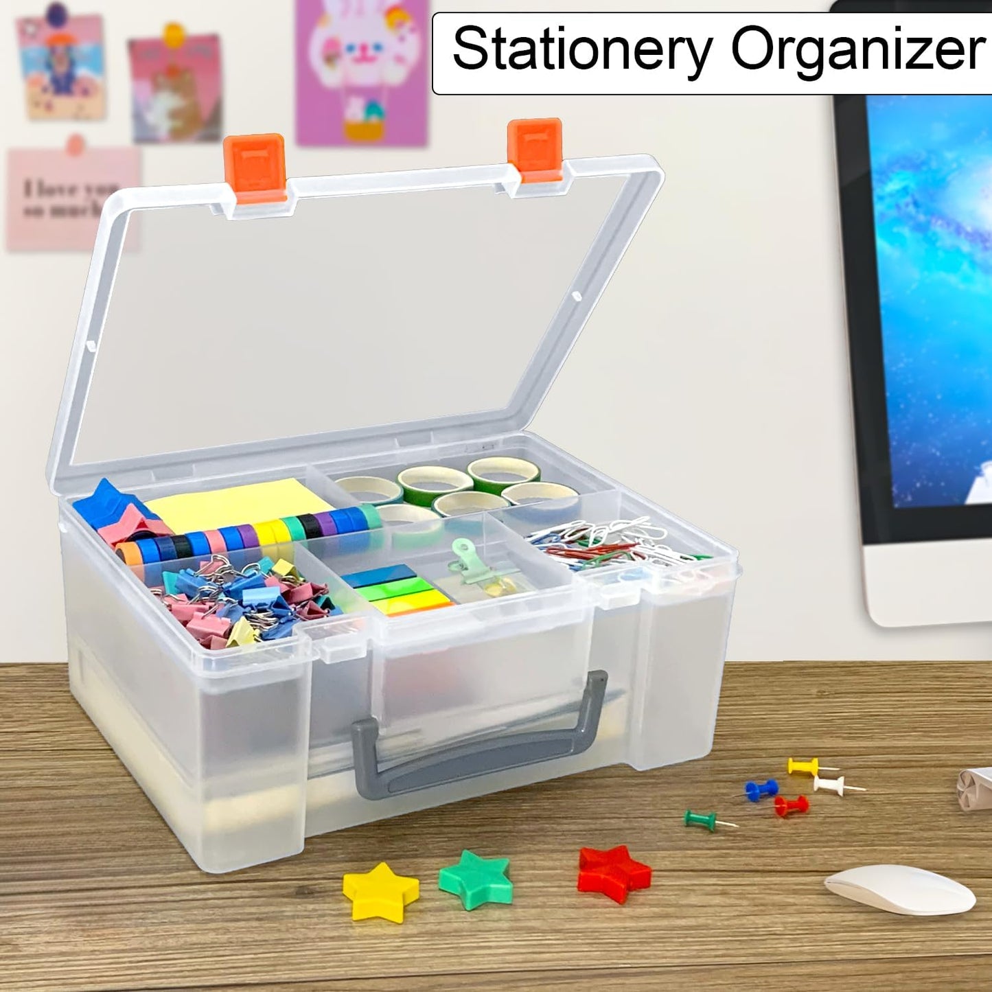 DUOFIRE Two Layers Compartment Organizer Box Plastic Organizer Box Plastic Jewelry Boxs Craft Storage Containers Storage Boxs for Accessories, Cosmetic, Toy, Jewelry Beads, Tapes (5+1 Grid)