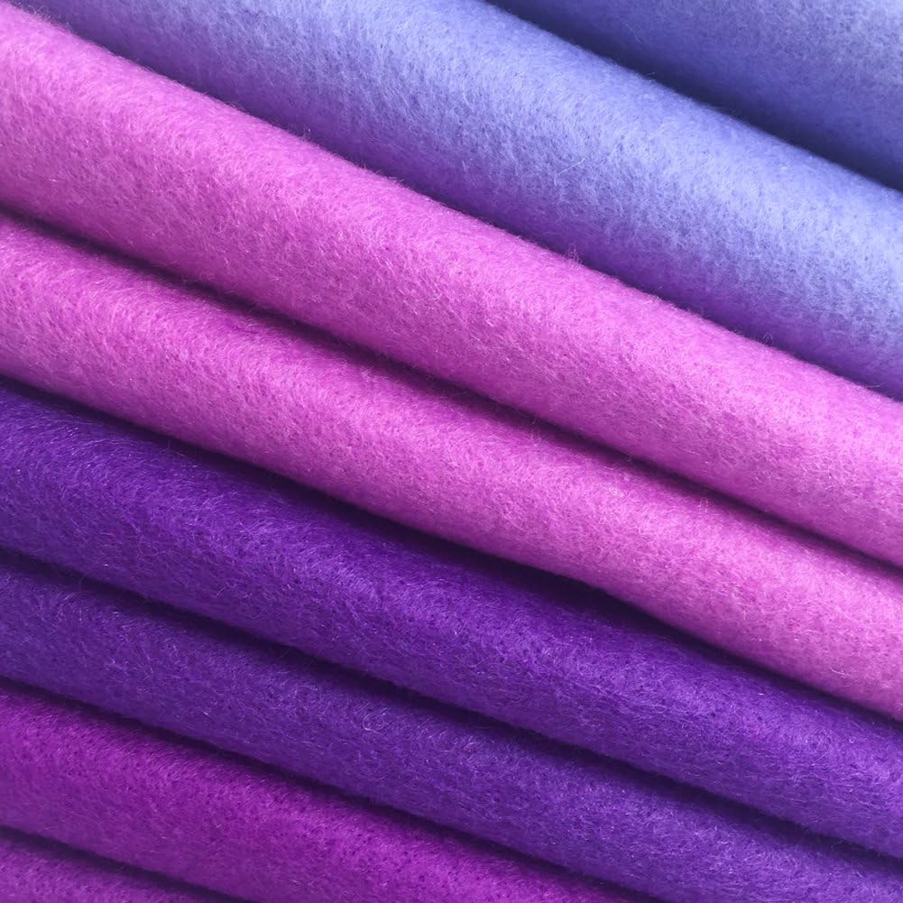 4pcs Thick 1.4mm Soft Felt Fabric Sheet Assorted Color Felt Pack DIY Craft Sewing Squares Nonwoven Patchwork (92x90cm Purple)