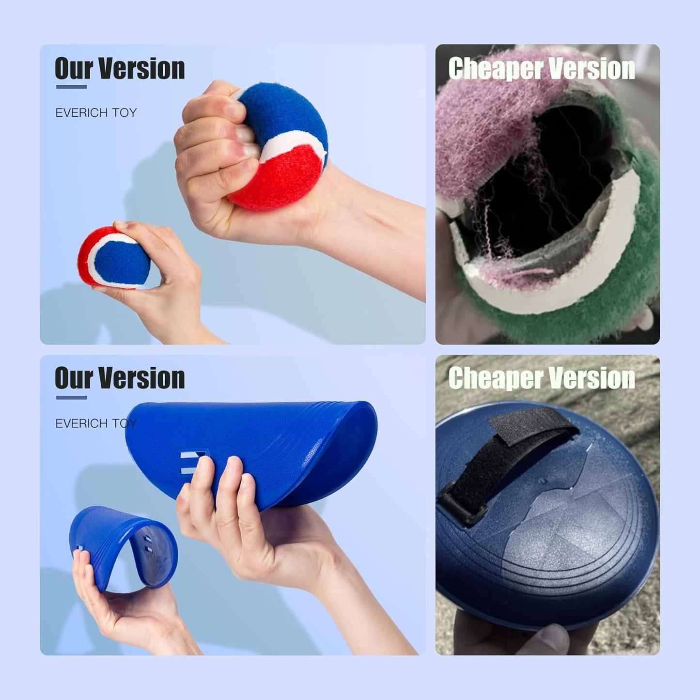 EVERICH Upgraded Toss and Catch Ball Game Set - Indoor and Outdoor Games for Kids 3-12, Beach Sand Pool Water Toy Includes 2 Paddles 2 Sticky Balls, Great Birthday Easter Gifts for Boys Girls