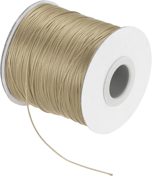 MECCANIXITY Waxed Cord 0.5mm Waxed Polyester Cord 175 Yard Wax String for Bracelet Making, Necklaces, Beading, Jewelry Making and DIY Crafts(Khaki)
