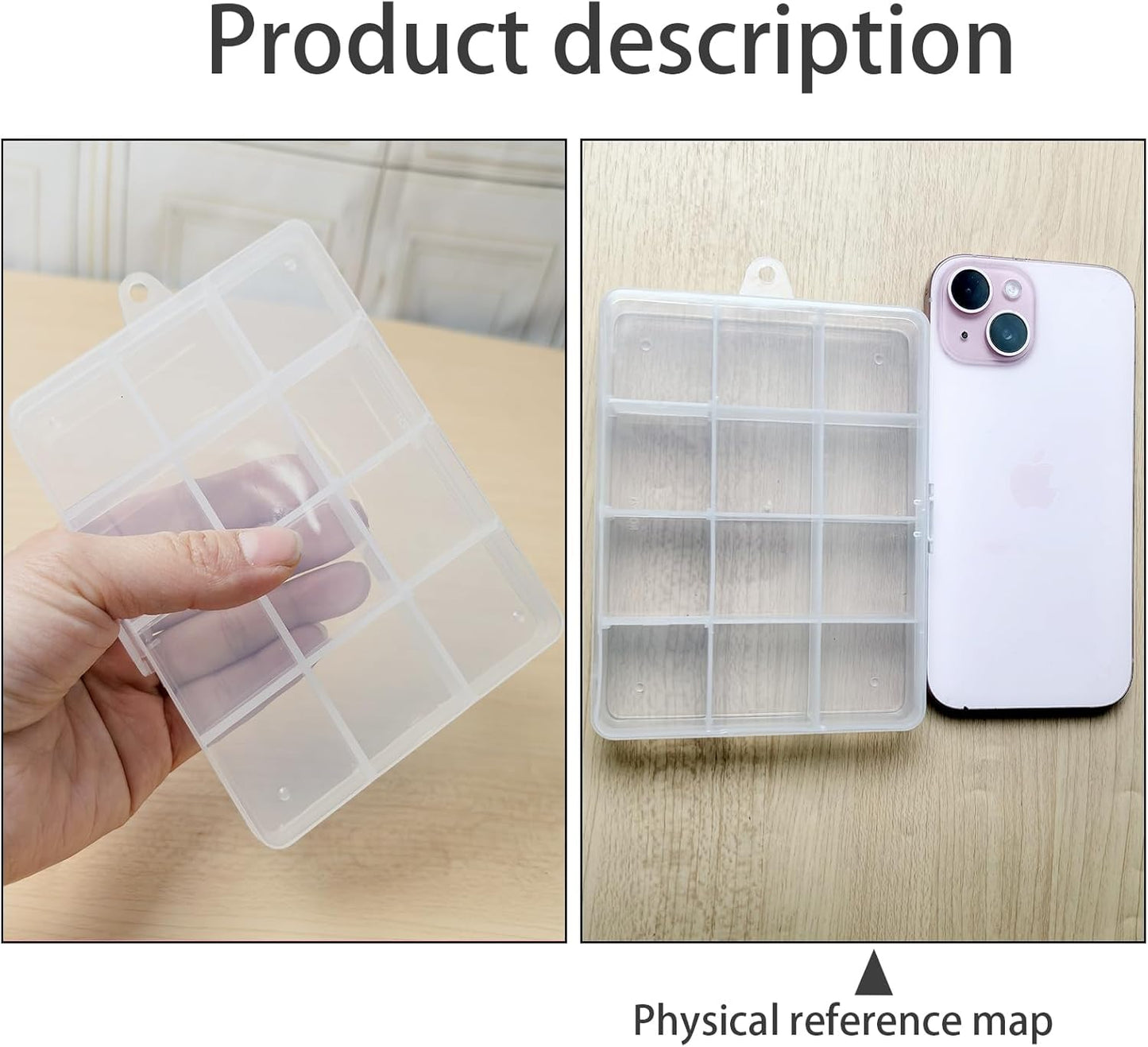 Small Plastic Organizer Box 10 packs12 Grids Clear Storage Container Jewelry Case with Fixed Dividers for Beads Art DIY Crafts Jewelry Fishing Tackles 5.04 * 3.82 * 0.87 inches