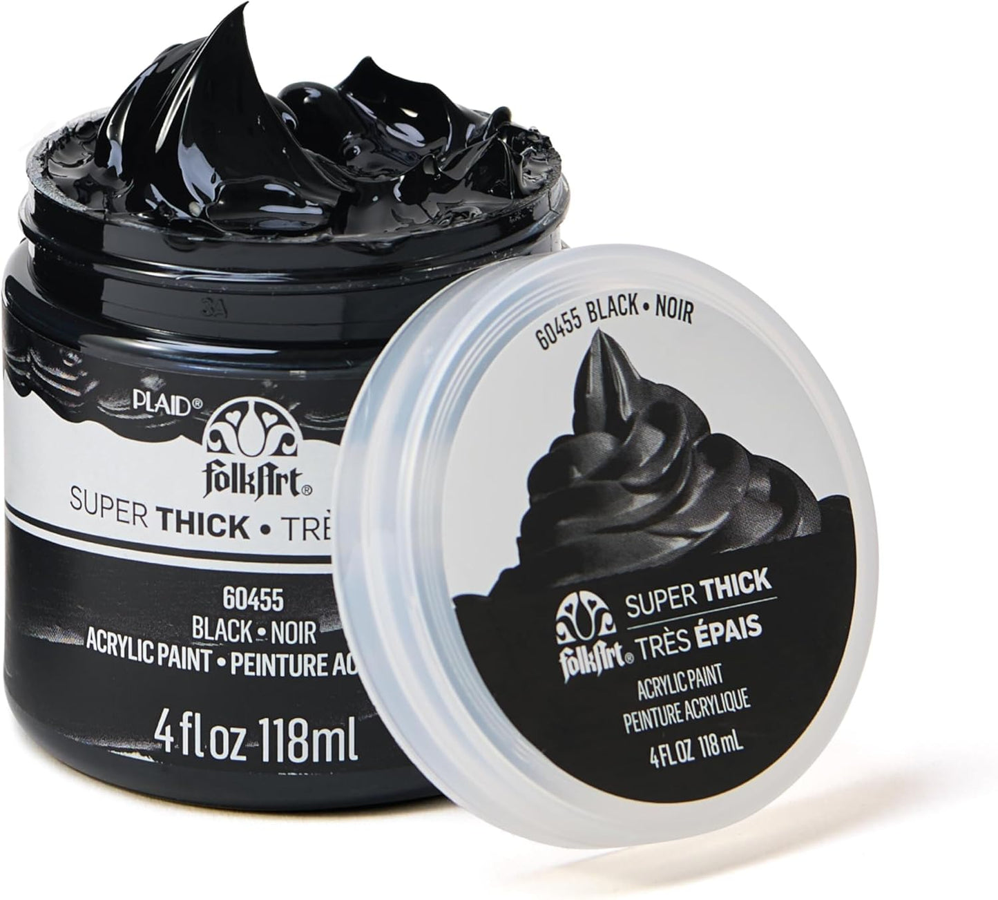 FolkArt Super Thick Acrylic Paint with a Textured Finish, Black, 4 oz