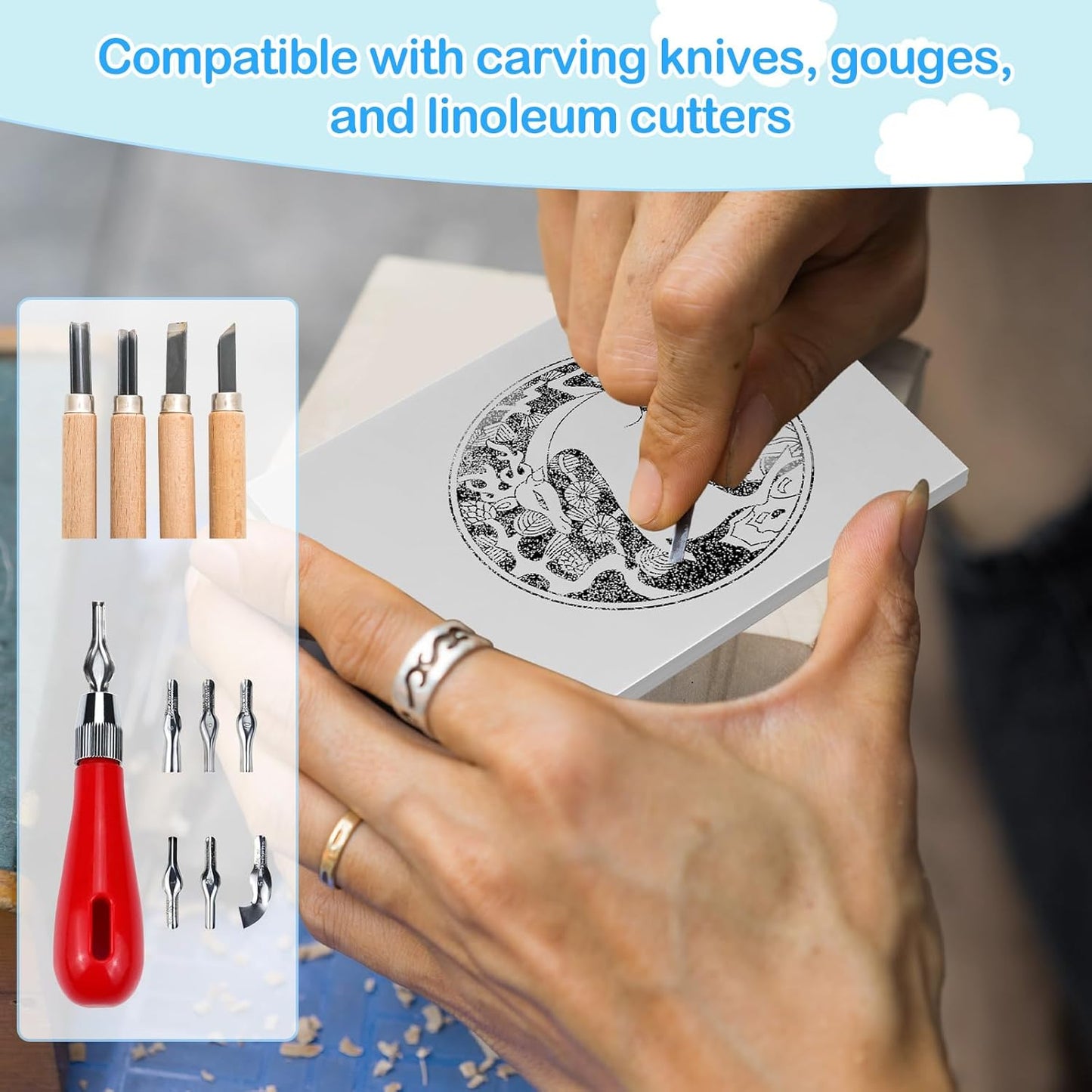 Frienda 50 Pack Rubber Carving Blocks 4 x 6 Inch, Rubber Stamp Carving Blocks for Printmaking, Printing, DIY Craft Project, Soft Block Stamp for Beginners and Professional(Gray)