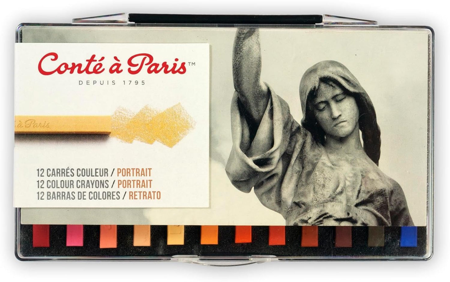 Conté à Paris Colored Crayons Set with 12 Assorted Portrait Colors