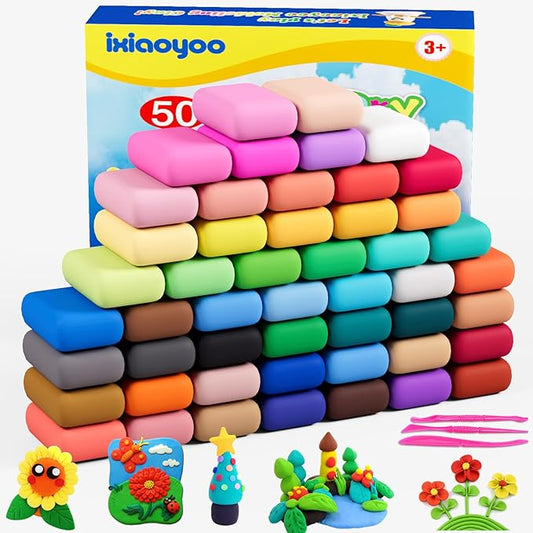 Air Dry Clay, 50 Colors DIY Molding Magic Clay for Kids, Soft & Non-Sticky, Creative DIY School Arts & Crafts Kit, Home Party Favors, Toys Gifts for Age 3 4 5 6 7 8+ Years Old Boys Girls Kids