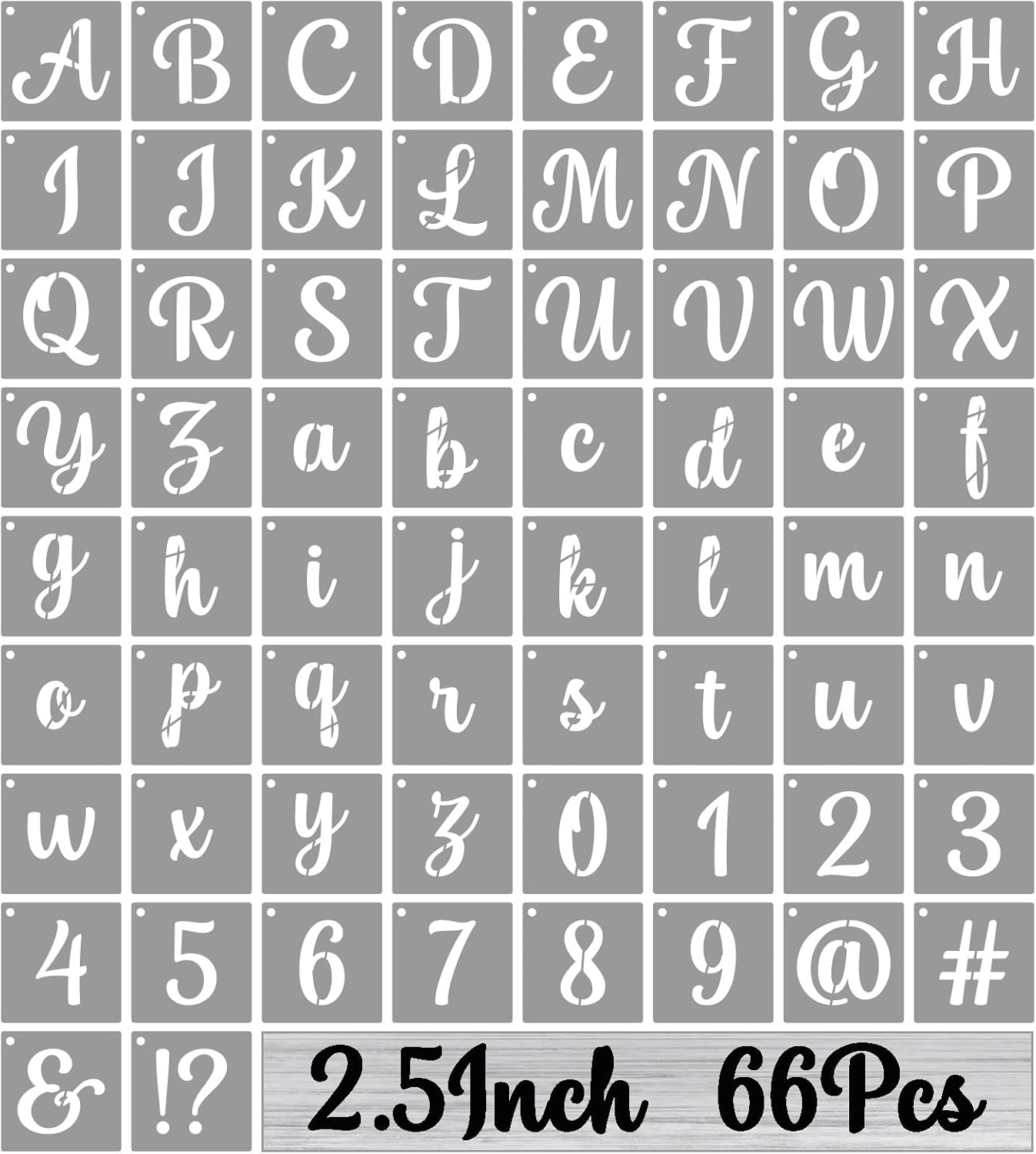 BAMIDELE 2.5 Inch Alphabet Letter Stencils for Painting, 66 Pcs Reusable Plastic Calligraphy Letter Stencils and Numbers Template Kit for Painting on Wood, Chalkboard, Fabric, Door Porch, Wall Art