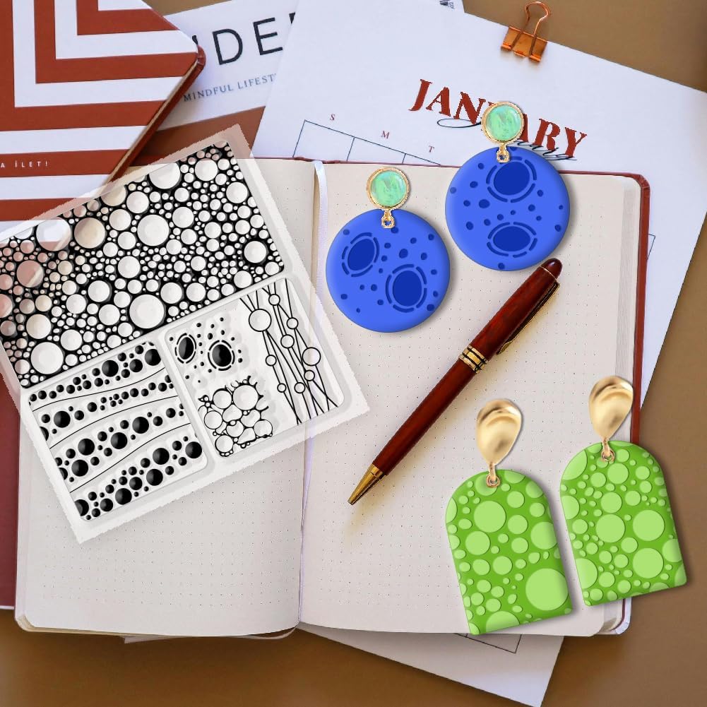 CHGCRAFT Bubbles Silicone Clay Texture Mat Silicone Texture Stamps Clay Modeling Pattern Pad for DIY Clay Jewelry Earrings Clay Mat Stamps for Decorative Card Making