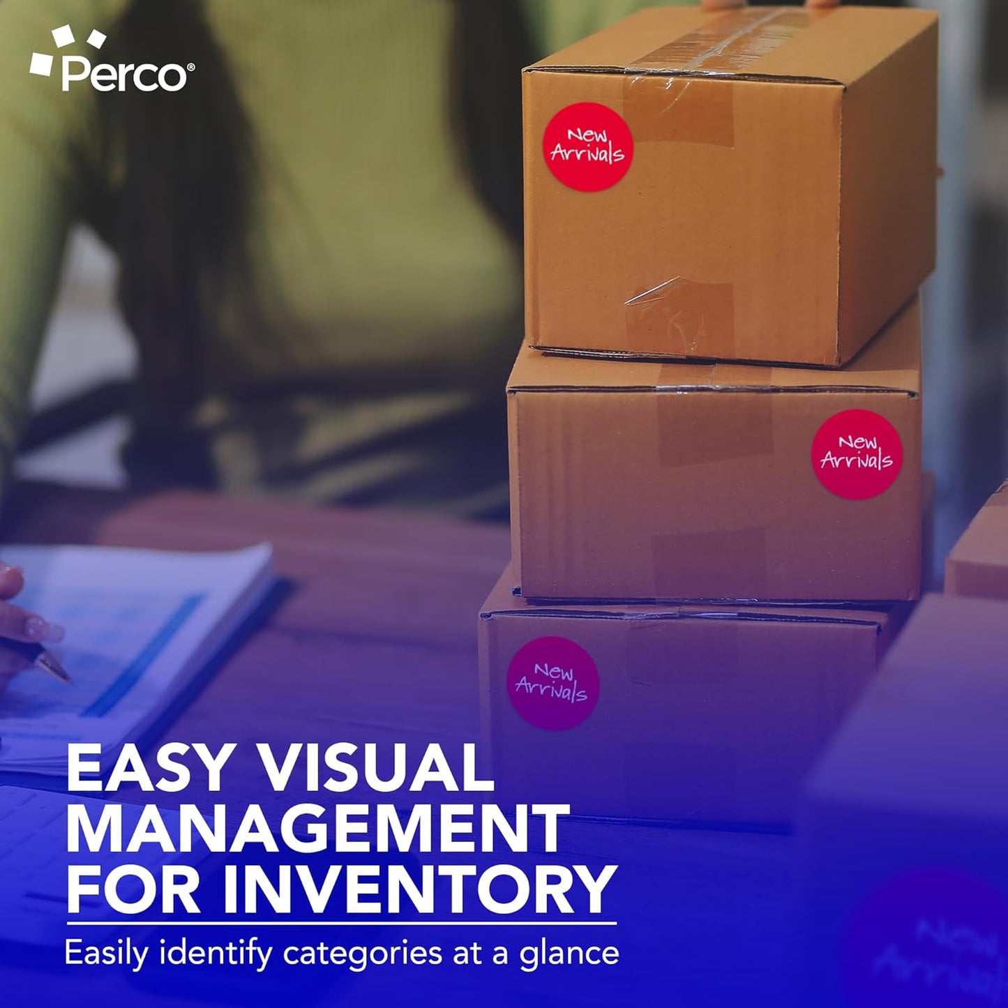 Perco Red 3-Inch Round Circle Dot Sticker Labels with Easy Peel Perforation - 500 Labels per Roll - Strong Adhesion, Vibrant Colors for Organizing, Crafting & More - Made in USA