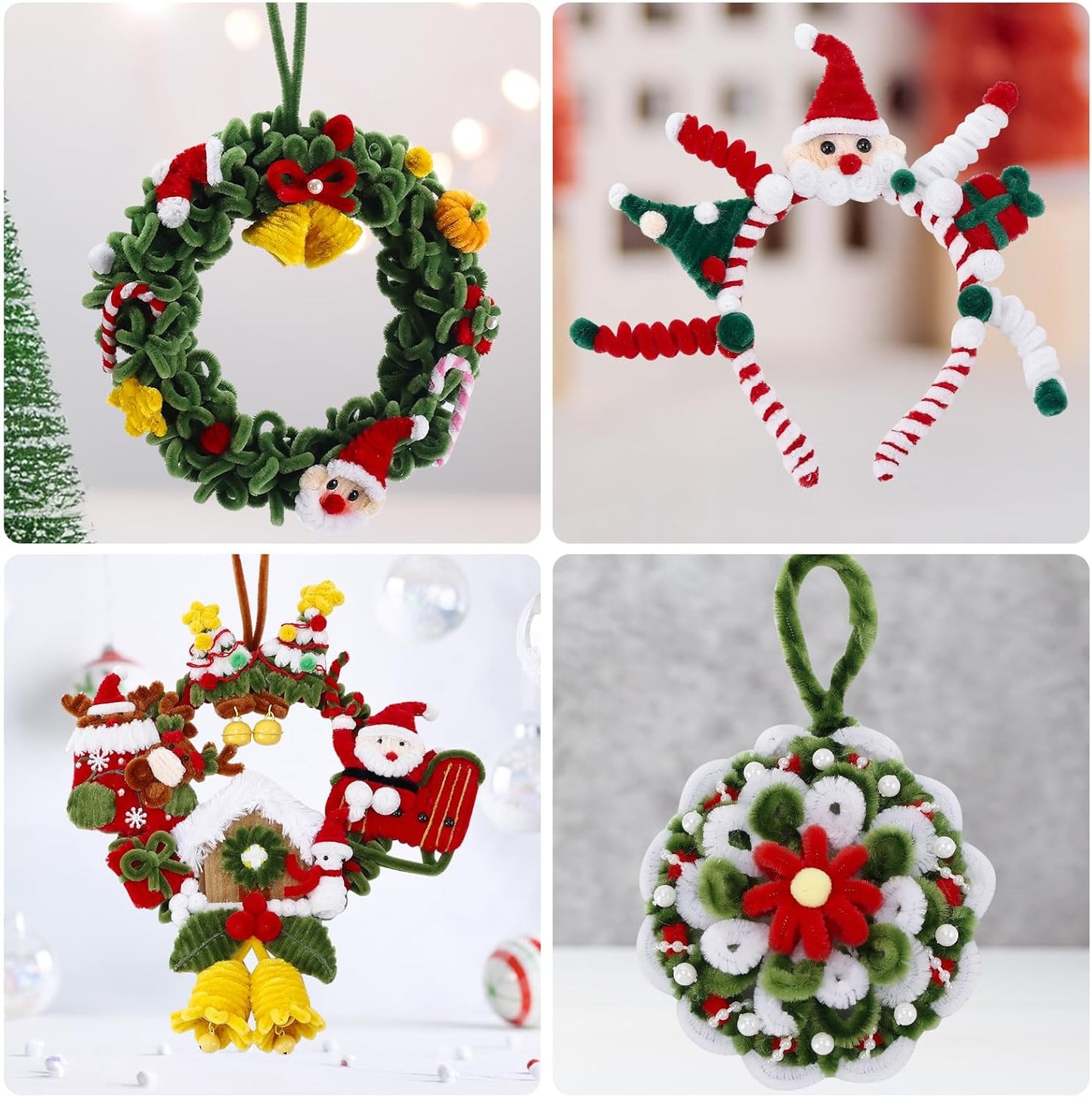 Caydo 300 Pieces 12 inch Christmas Pipe Cleaners for Christmas DIY, Creative Crafts Decorations (Red, Green, White)