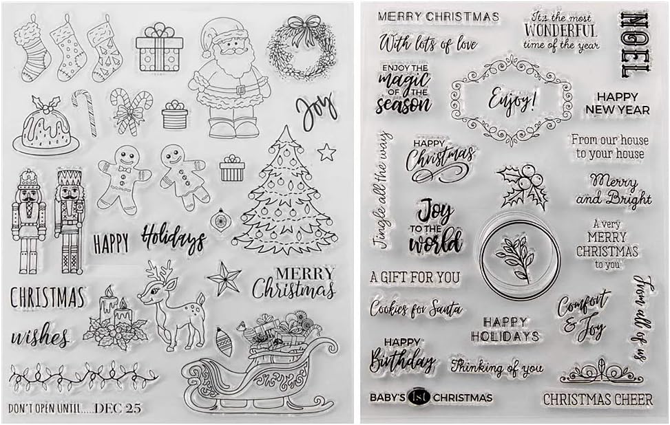 Kiddale Christmas Theme Clear Silicone Stamps Christmas Crafts Stamps for Card/Paper Craft Making Decor DIY Christmas Scrapbooking Photo Album