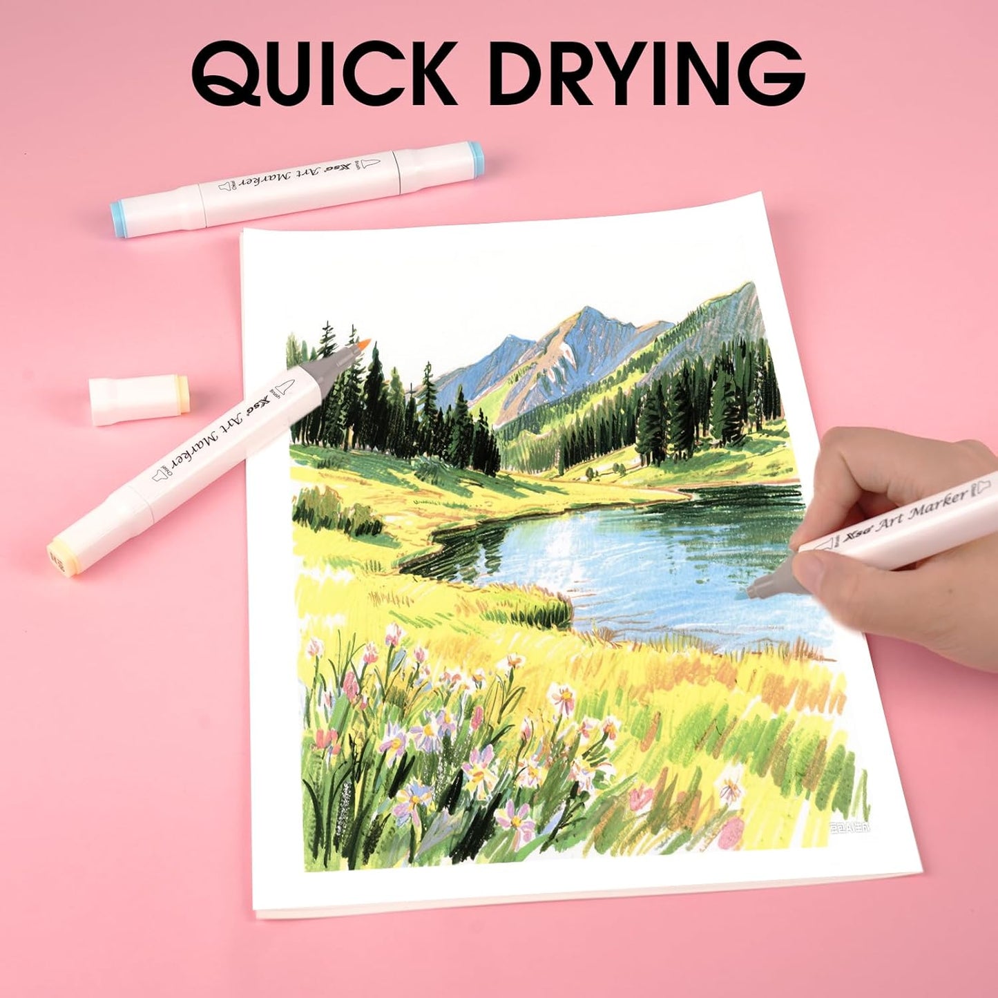 XSG Alcohol Markers,60 Colors Dual Tip Brush & Chisel Tip Art Marker Set,for Blending & Shading,Ideal for Coloring Books & Professional Artwork,Includes Blender Pen & Portable Case,Ideal for All Ages