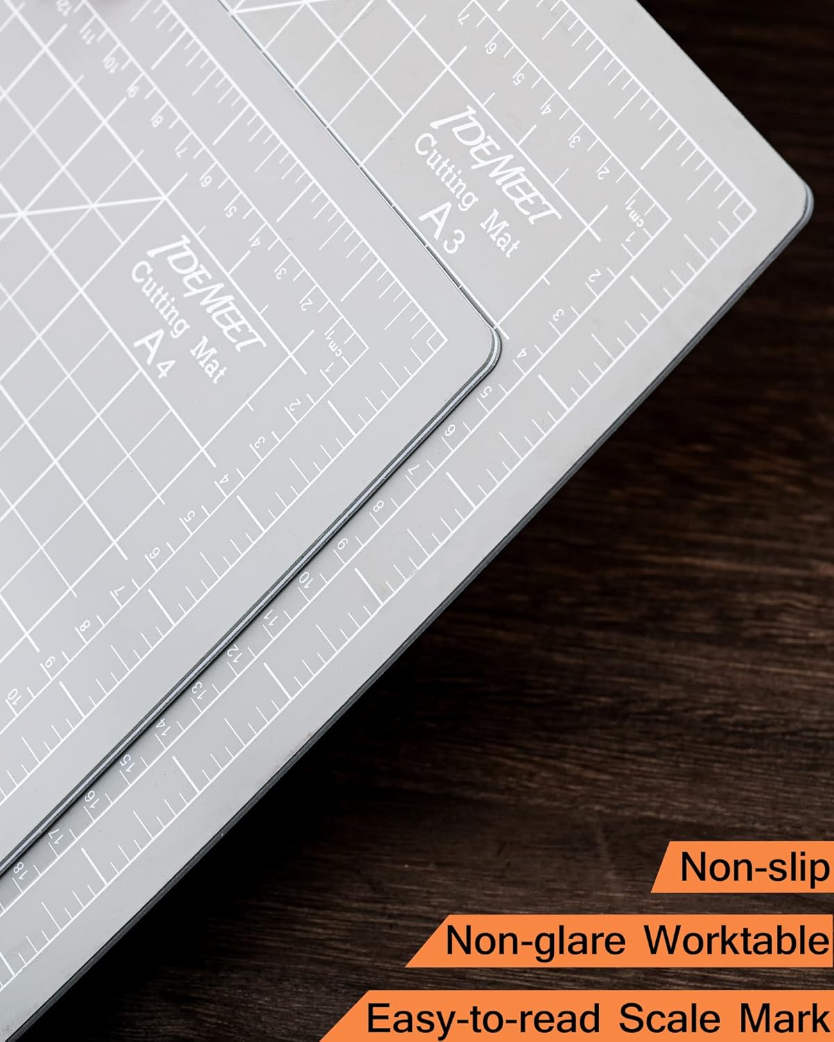 Density-upgraded 9"x12" Self Healing Cutting Mat, Idemeet Rotary Sewing Mat for Crafts, 5-Ply Blade Table Protector Cut Board for Fabric Leather Cutting Quilting Modeling Hobby Project, A4, Gray