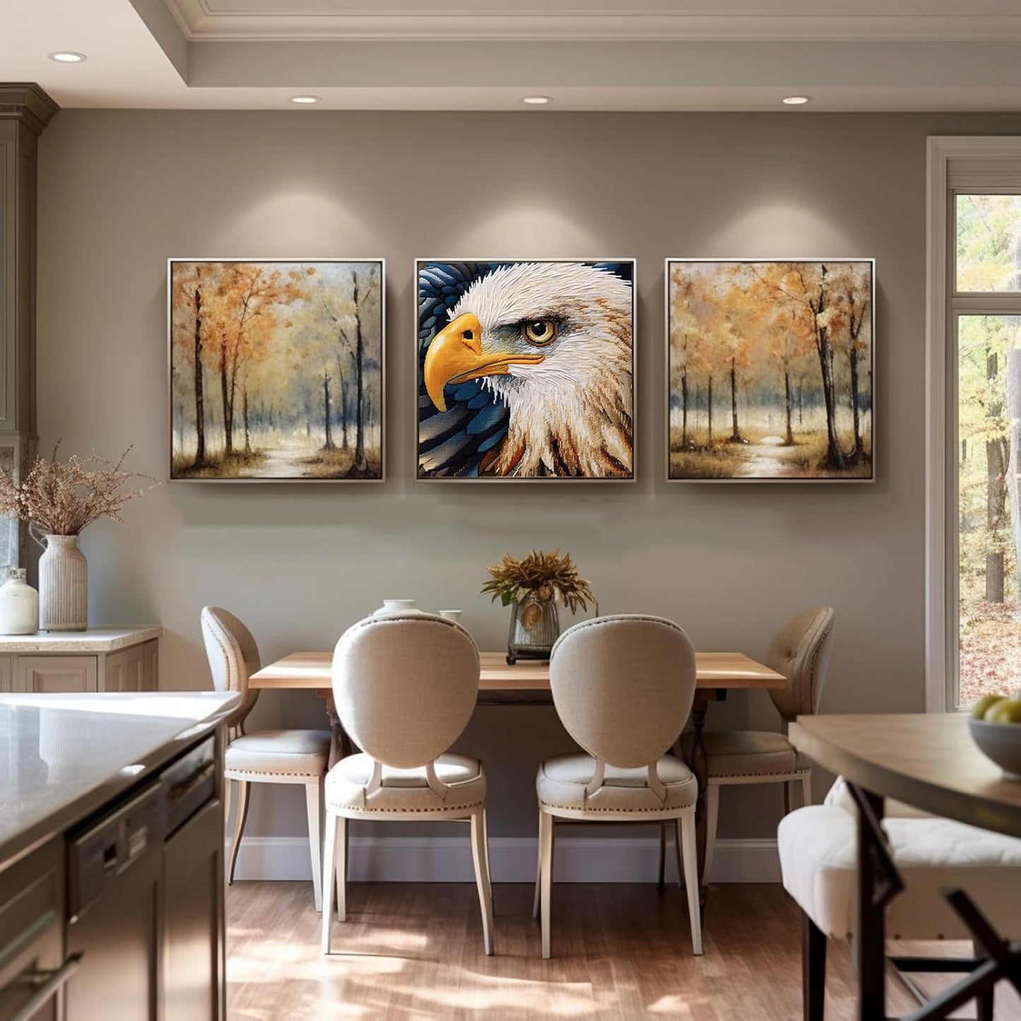 51buyoutgo 11CT Stamped Cross Stitch Kits for Adults - 12x12 in Beginner Embroidery Kit with Funny Easy Washable Animal Eagle Pattern, Pre Printed Fabric for DIY Home Decor, Mom Gifts & Stress Relief