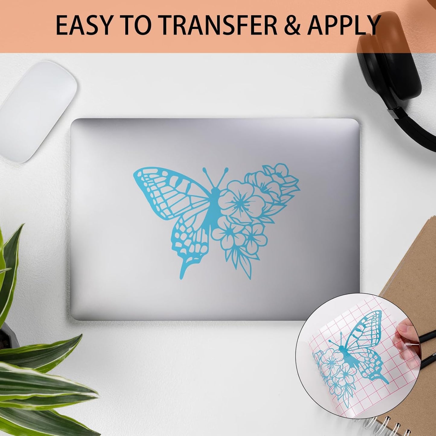 HTVRONT Light Blue Permanent Vinyl, 12" x 40 FT Adhesive Permanent Vinyl Roll for All Cutting Machine, Silhouette, Cameo Cutters, Signs, Scrapbooking, Craft, Die Cutters (Glossy Light Blue)