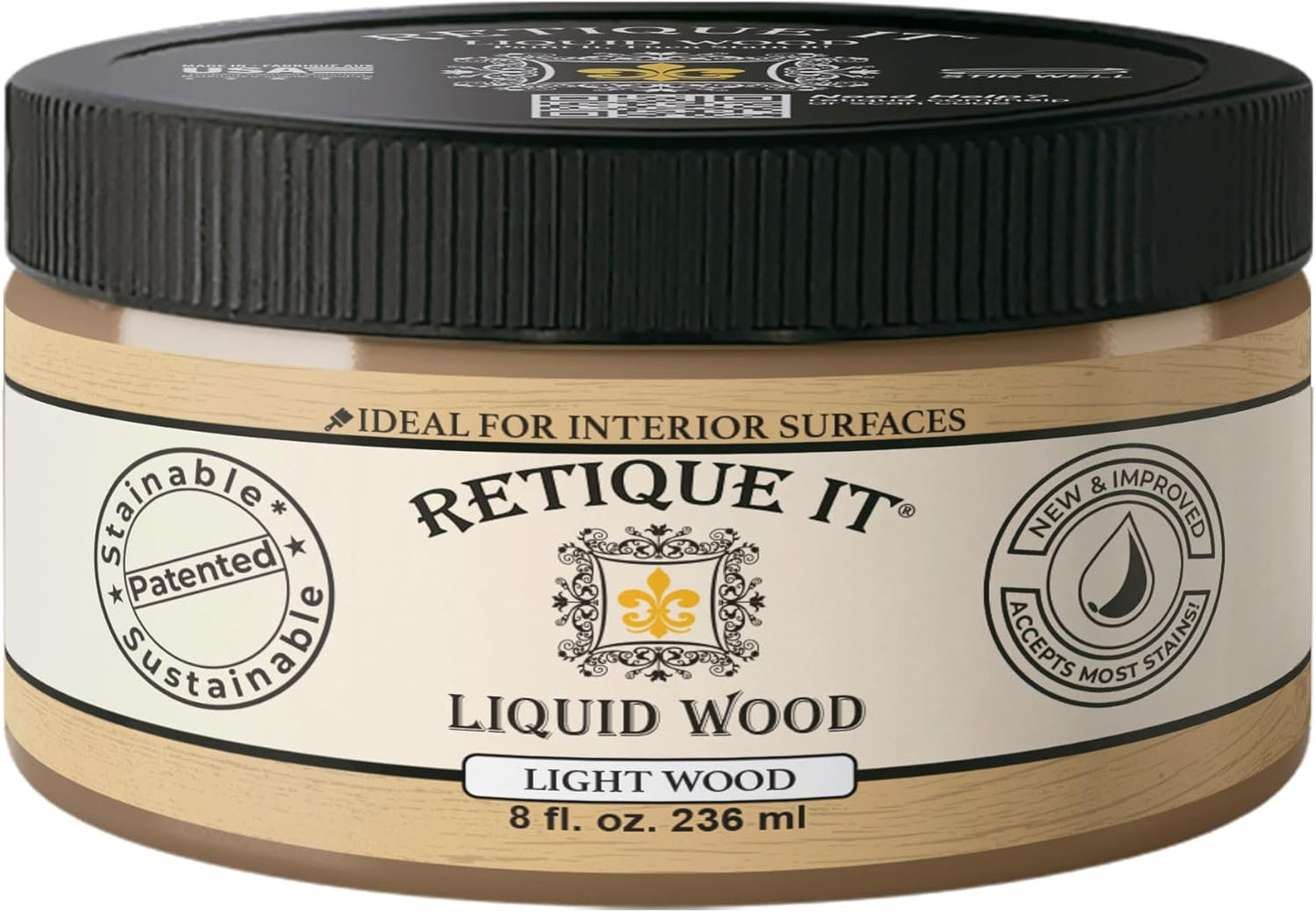Retique It New and Improved Formula Liquid Wood Coatings - Stainable Primer - Paint It then Stain it (Light Wood, Small)