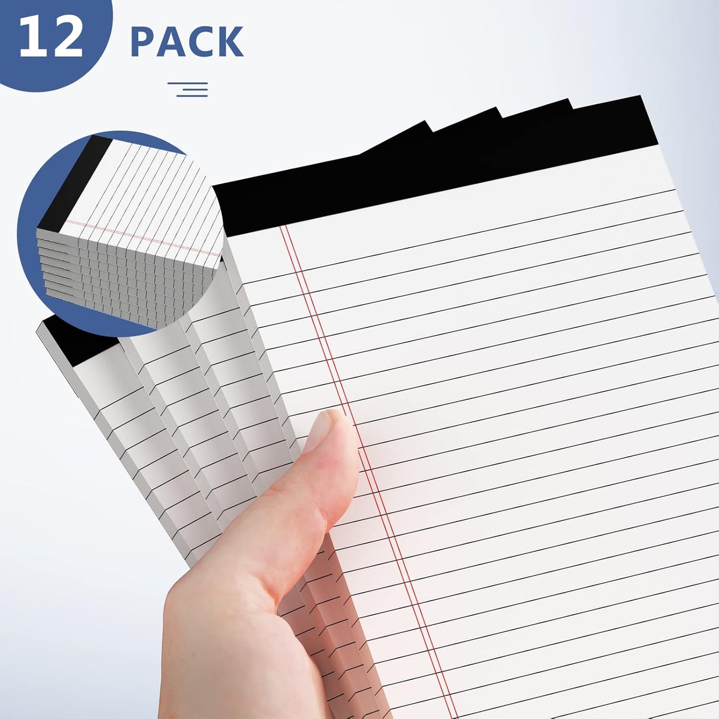 5" x 8" Note Pads 12 Pack of Legal Pads 30 Sheets Notepad College Ruled Small Writing Pads Perforated Pages Paper Pads 80GSM Heavyweight Paper Note Pads for Home, Office, or School
