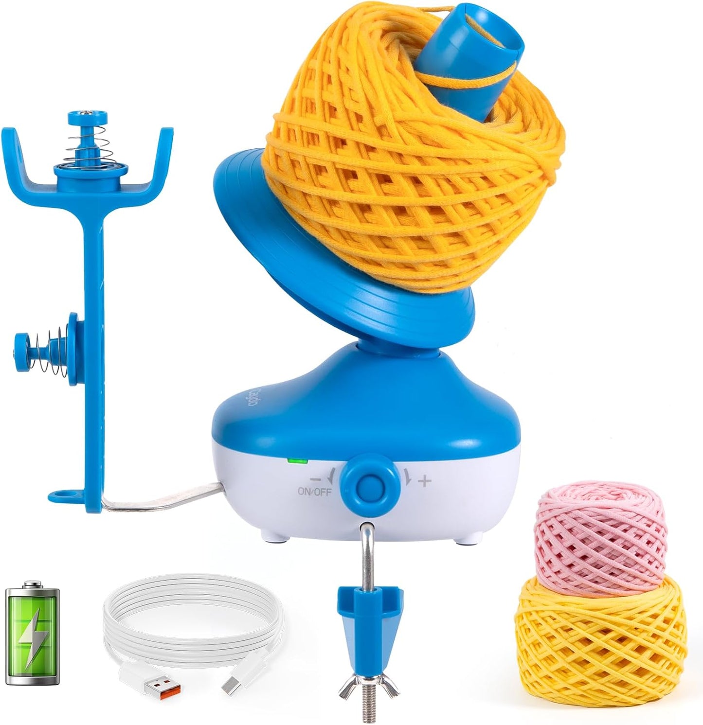 Caydo Electric Yarn Winder, Cordless Rechargeable Automatic Yarn Cake Winder, 2H Long Last Battery Effortless Yarn Winding, Wireless Yarn Spinner for Crocheting, Must-Have Tool for Yarn Enthusiast