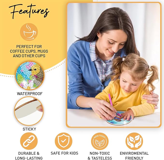 8 pcs Diamond Painting Coasters | Diamond Art Coasters | Birds Diamond Art Painting | Perfect Art Craft Gift for Birds Lover, Dad, Mom, Grandparents, Brother, Sister.