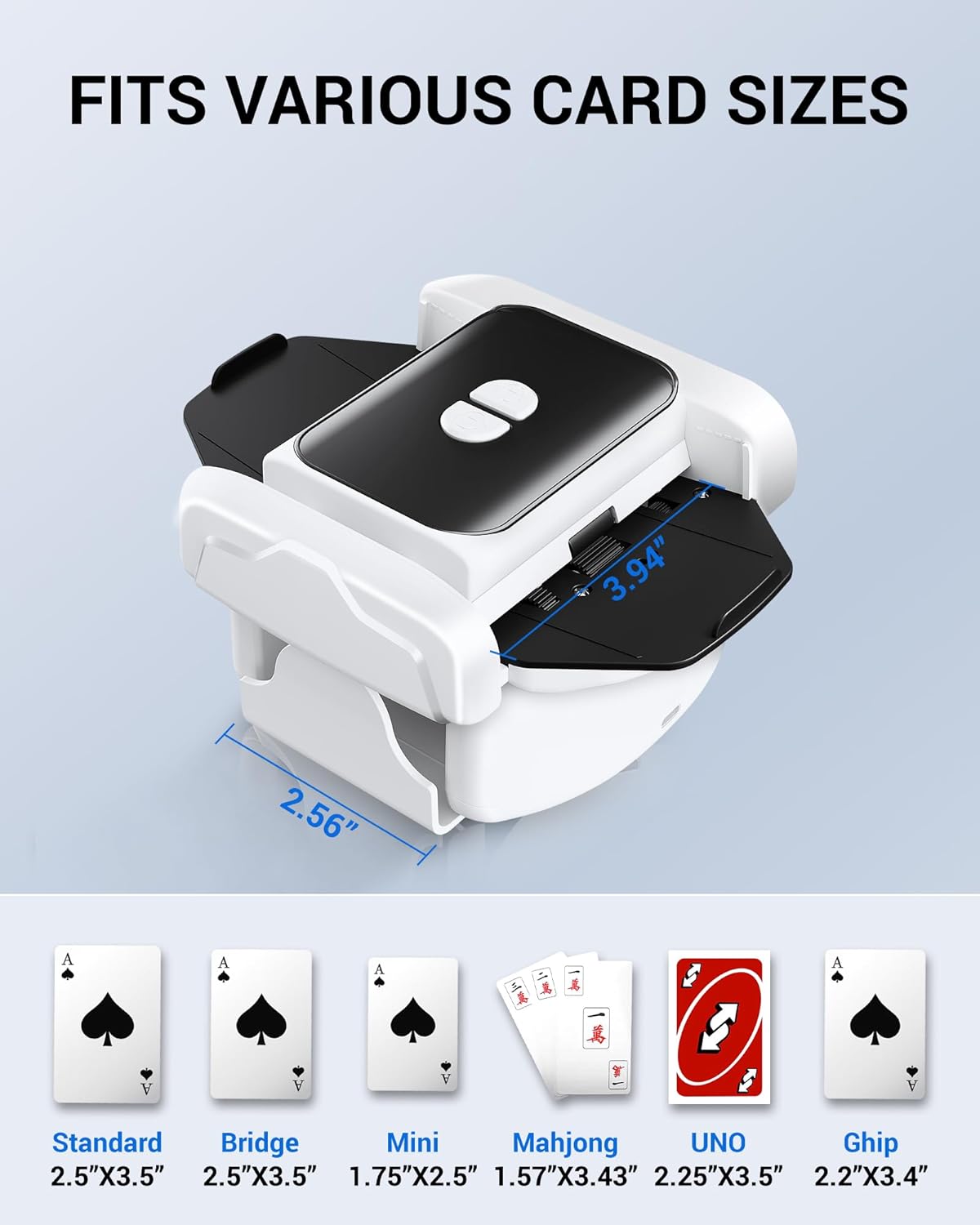 Rechargeable Automatic Card Shuffler for 1-2 Decks, Low Noise & Portable Electric Shuffling Machine for Poker, Blackjack, UNO, Texas Hold'em, Skip-Bo, Phase 10