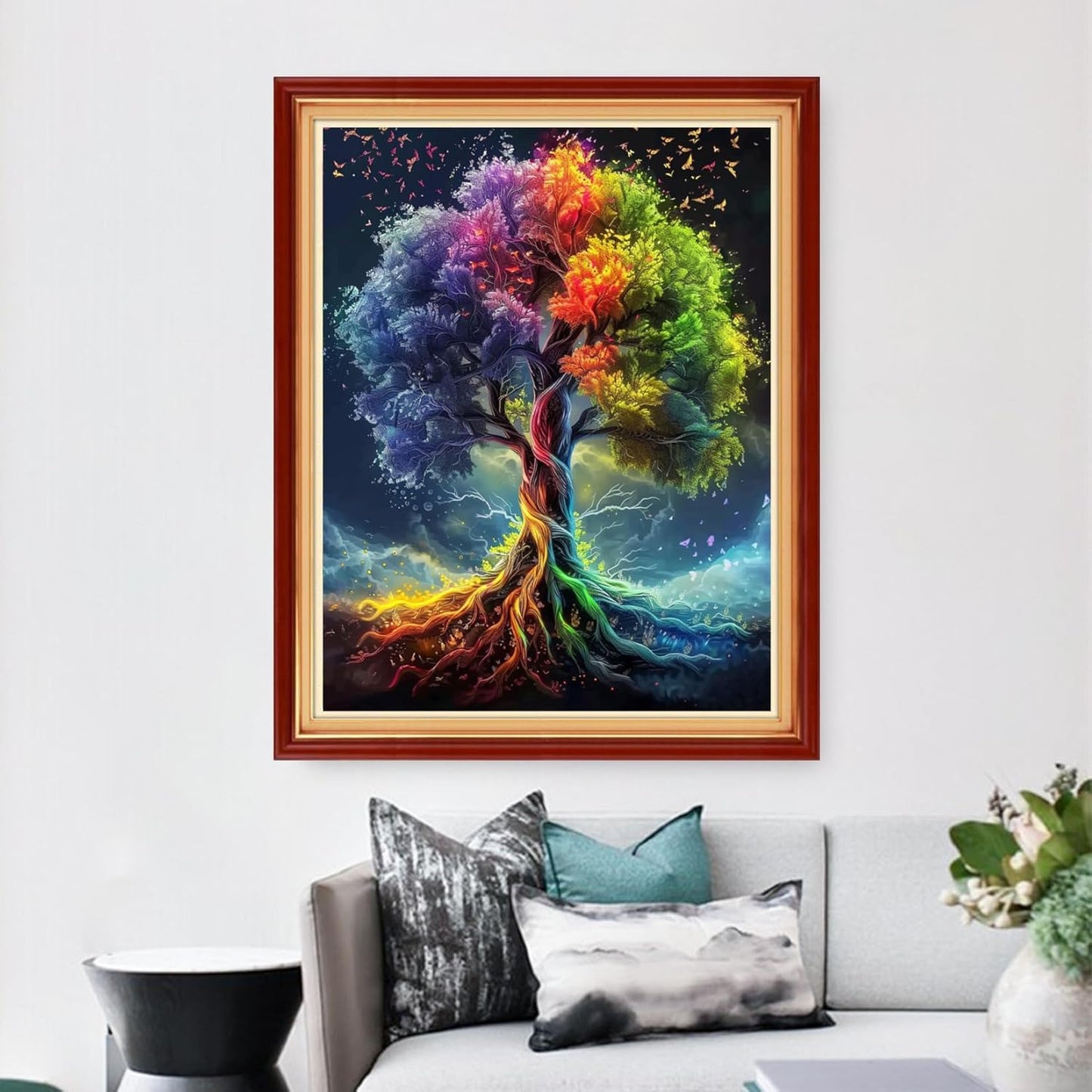 Dimensean Stamped Cross Stitch Kits Full Range of Embroidery Patterns Starter Kits for Beginners Adult or Kids DIY Cross Stitches Needlepoint Kits 11CT- Colorful Tree 16x20 inch