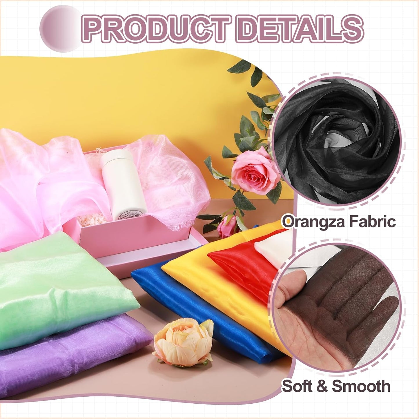 MECCANIXITY Iridescent Sheer Organza Fabric, 10 Yards x 59 Inches Solid Holographic Shiny Fabric Organza Cloth for Wedding, Curtains, Costume, Photo Background, Black