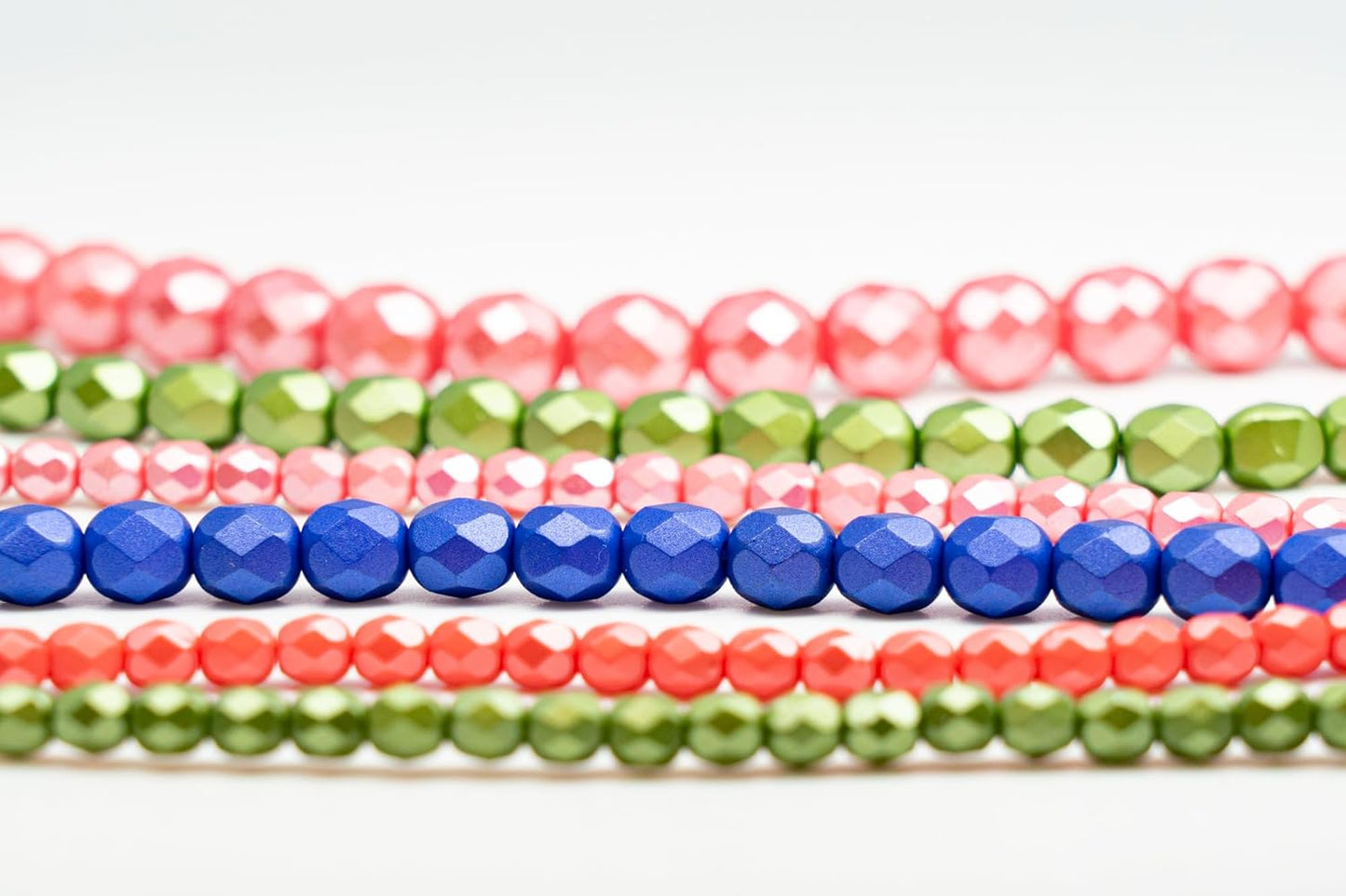 170 pcs Set of Czech Faceted Round Glass Beads, 6X Stranded Fire-Polished Beads by 15 cm - Pink - kit for Jewelry Making