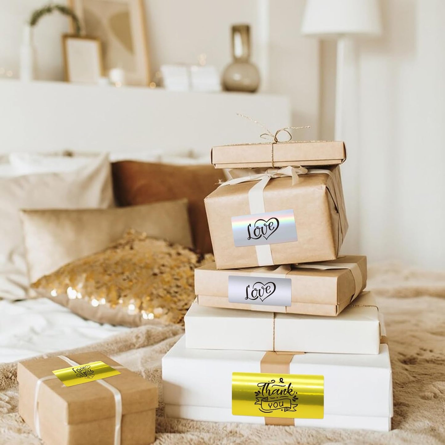 1" x 2" Silver Thermal Label Stickers,Waterproof Thermal Printer Sticker Labels for Gift Wrapping, Self-Adhesive Name Price Tag DIY Custom Logo Design (500 pcs,Silver)