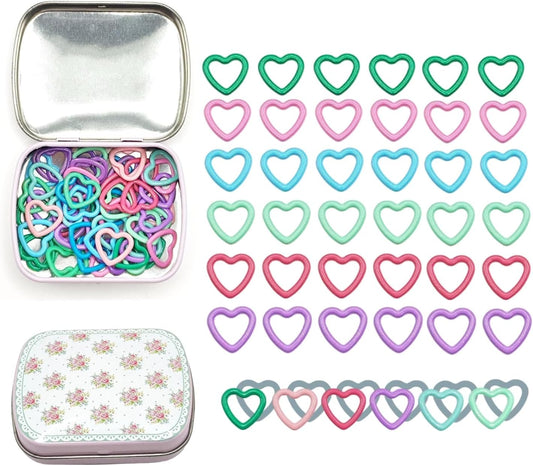 Metal Stitch Markers,Colorful Crochet Stitch Markers,Knitting Stitch Markers with Storage Case,Crochet Gift for Knitting Weaving Lovers (Heart)