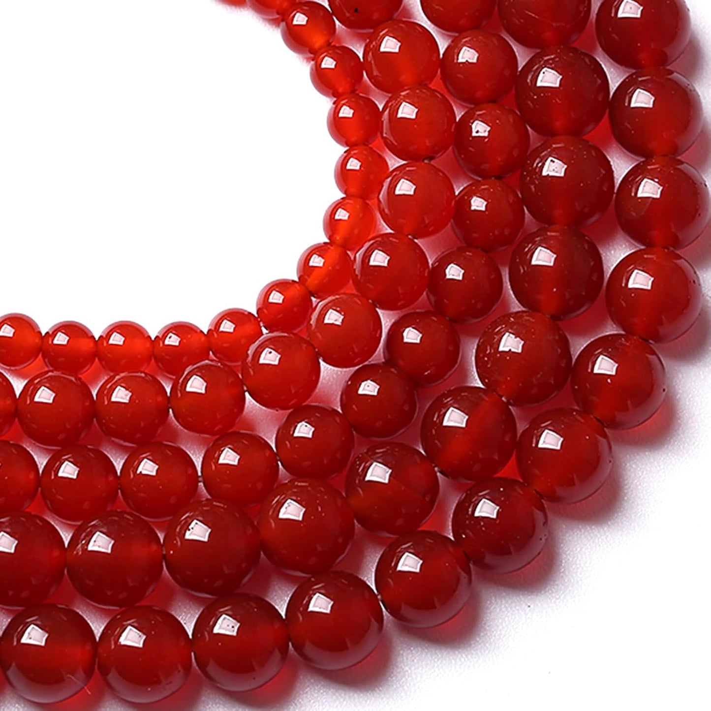 4MM 180pcs Semi-Precious Red Agate Beads Natural Stone Round Loose Beads for Jewelry Making DIY Bracelet Necklace 2 Strands 32"