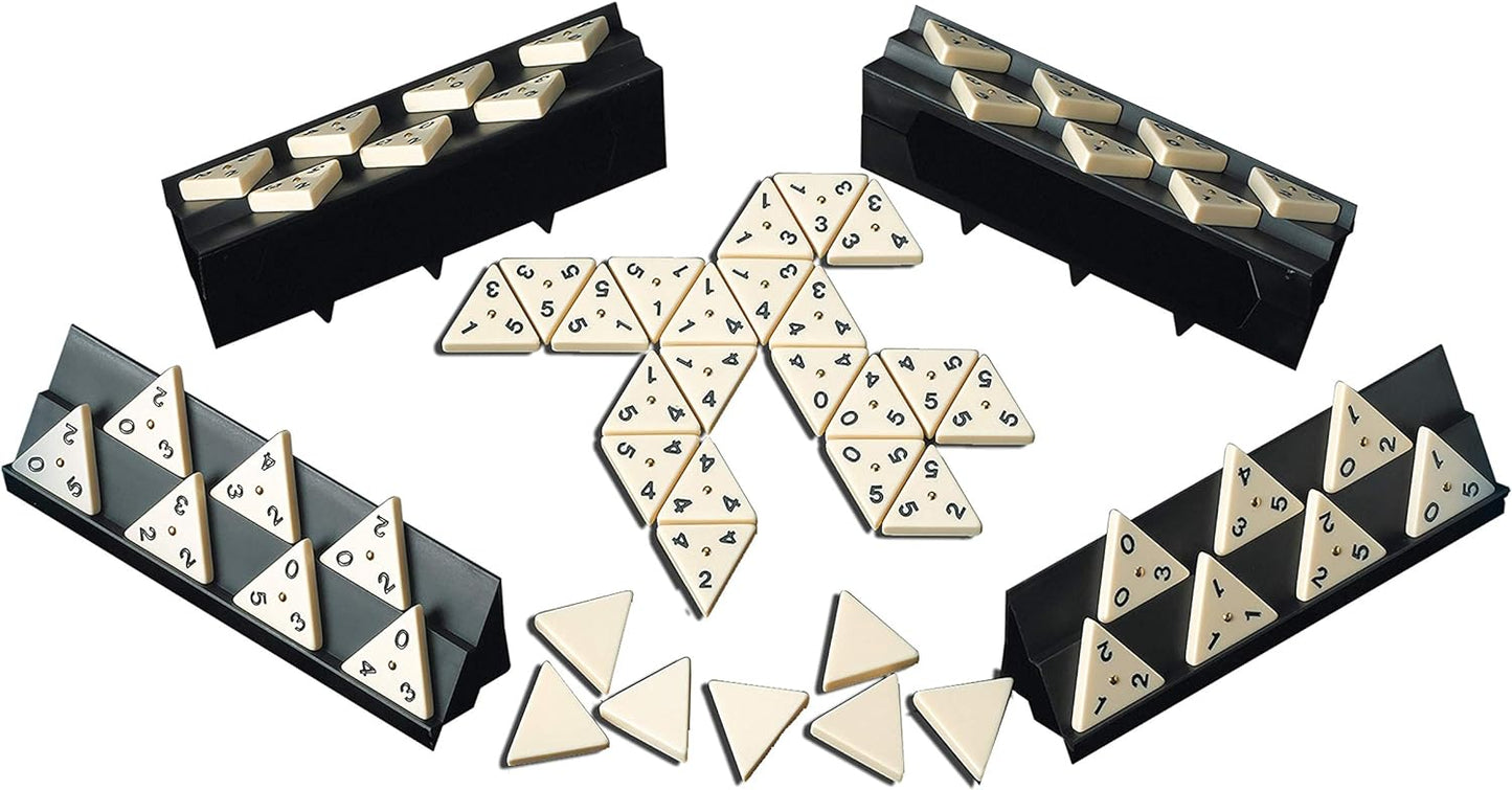 Pressman Tri-Ominos - Deluxe Edition Triangular Tiles with Brass Spinners, 5"