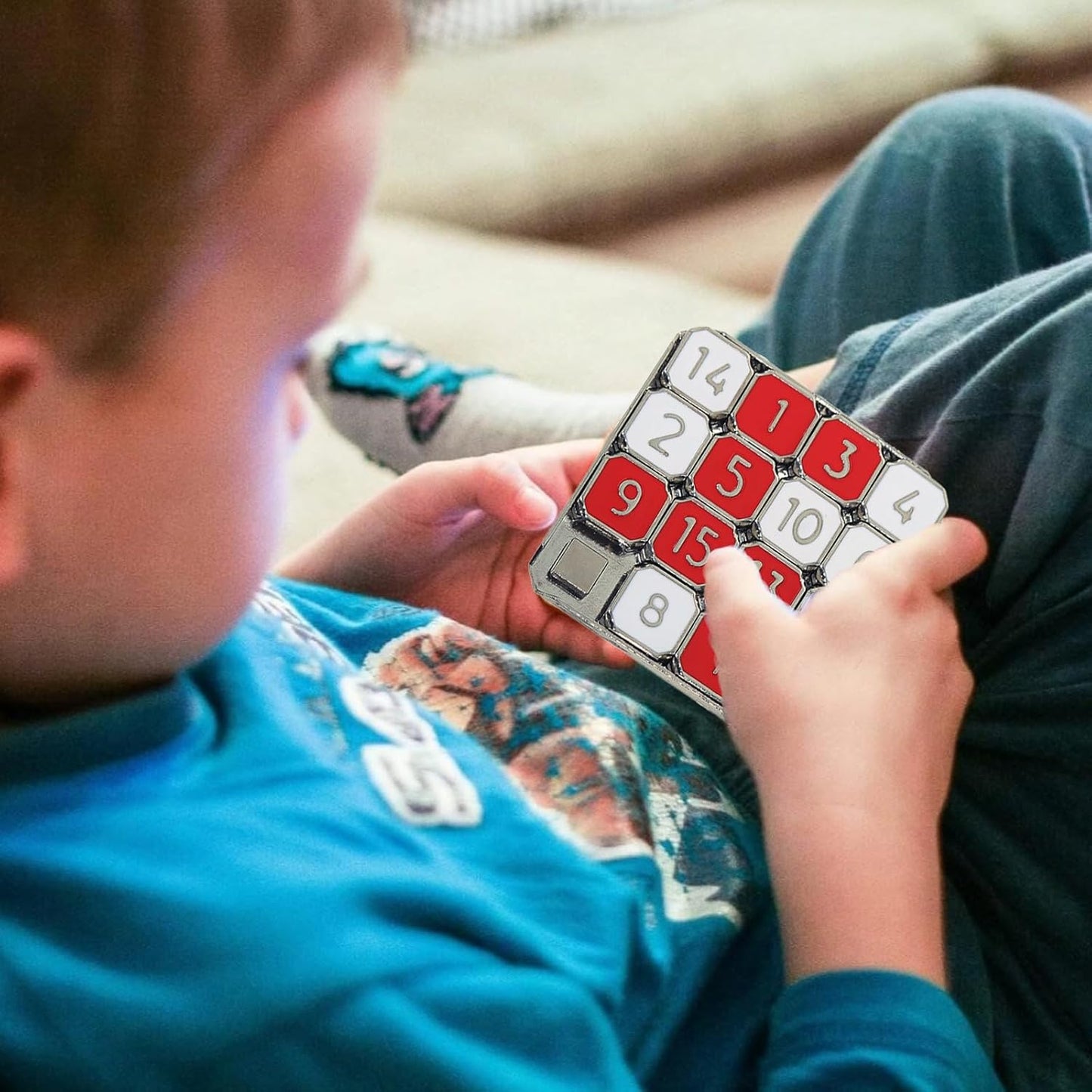 Metal Number Slide 15 Puzzle Red and White Number Sliding Puzzle Educational Learning Games Brain Teaser