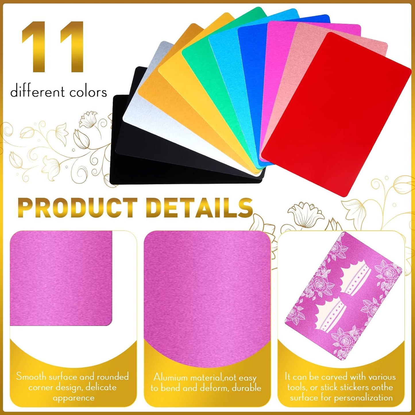 Thenshop 550 Pcs Metal Business Cards Engraving Aluminum Plates for Crafting Multipurpose Metal Sheets for Crafting 0.01 Inch Thick Blank Business Cards for CNC Engraver Laser DIY(Multicolor)