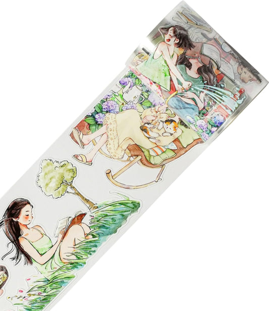 WT Pre-Cut Leisurely Days PET Tape Roll, Original Designs, Decorative Artist Tape for Bible Journaling, Bullet Journals, Scrapbooks, Planners & DIY Craft Supplies