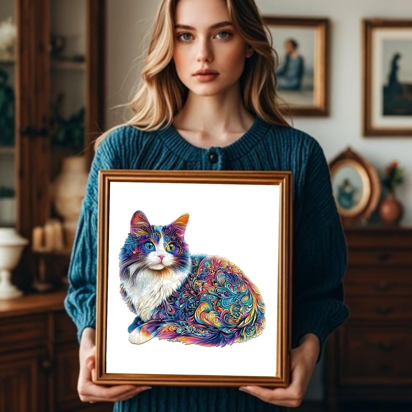 Lazy Cute Cat Adults Gifts Wooden 240 Pieces 13.4 * 12.2in