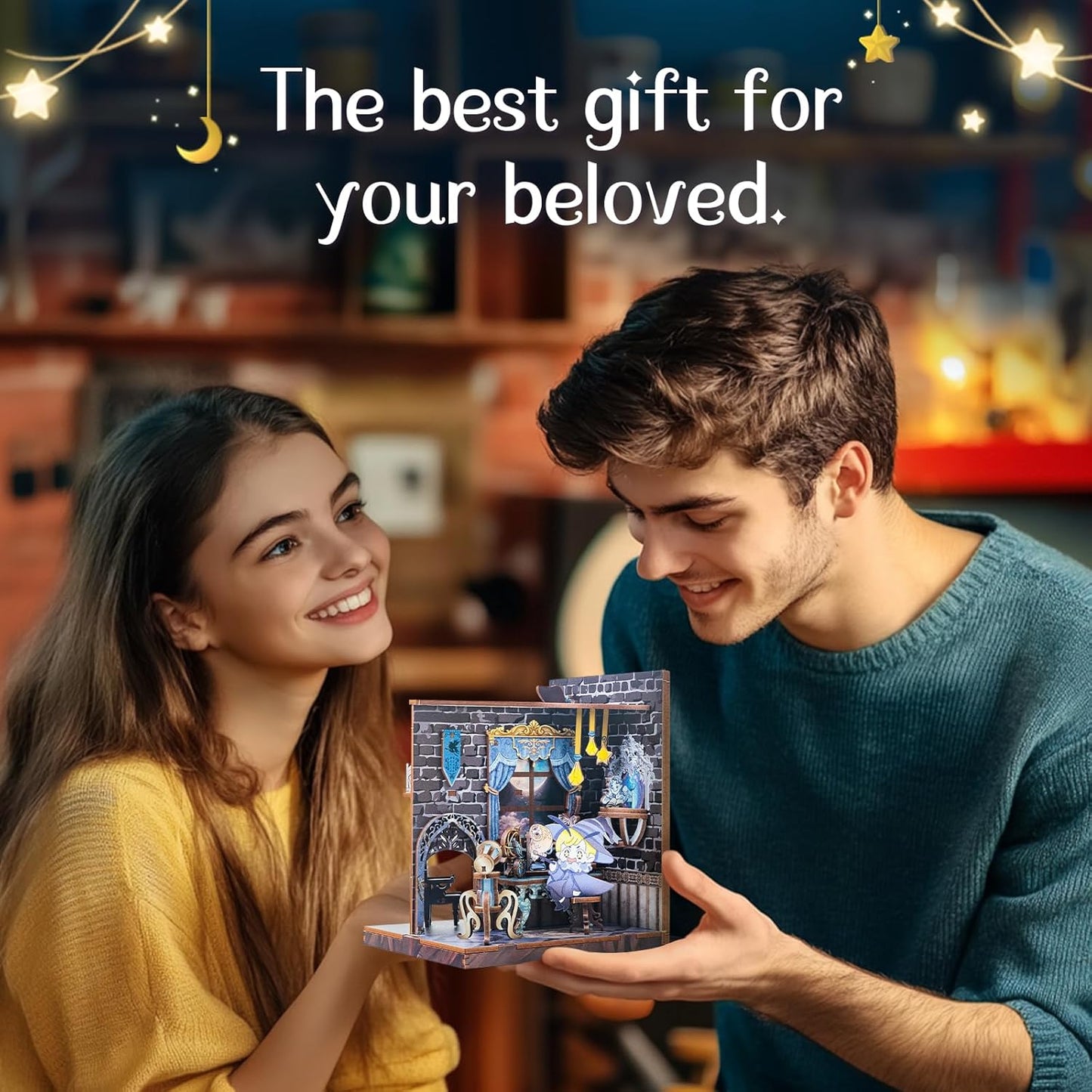 Cutefun 2Pcs Book Nook Kit, DIY 3D Wooden Puzzles for Adults and Teens, Bookends Decorative for Shelves Book Nook Kits for Adults, Bookshelf Decor Gifts for Friend (University of Miracle)