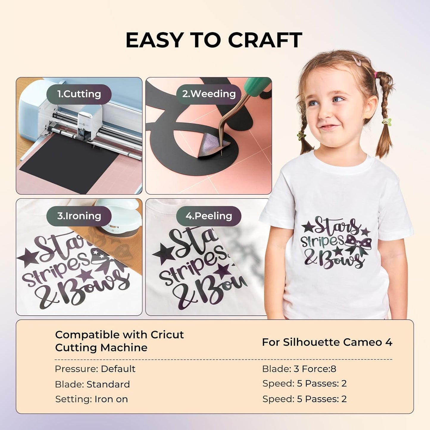 HTVRONT Chameleon HTV Heat Transfer Vinyl - 12" x 8ft Bronze Turns Purple HTV for Shirts, Iron on Vinyl for All Cutting Machine - Easy to Cut & Weed for Heat Transfer Design