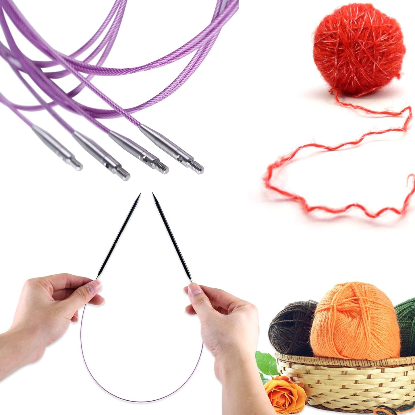 Svartur Interchangeable Circular Knitting Needles Set, with Assorted Circular Knitting Needles and Cables, Accessories and Case, 9 Pairs