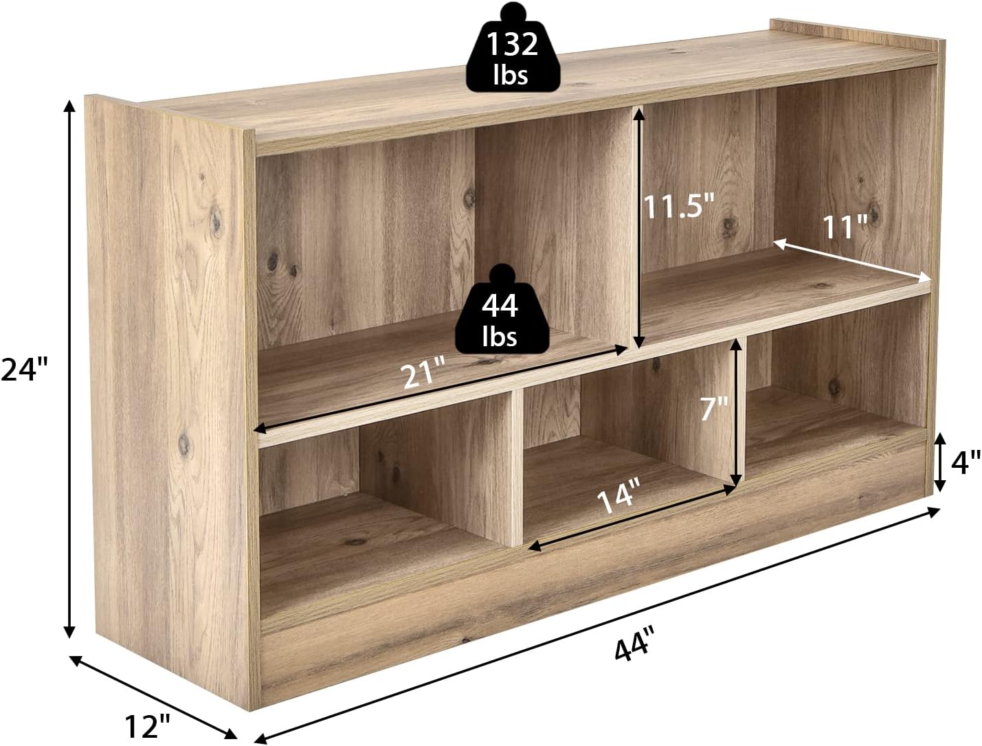 Tangkula 5 Cube Bookcase, 2 Tier Wooden Storage Open Bookshelf, Multipurpose Display Storage Cabinet for Living Room, Bedroom, Hallway, Kid's Playroom, Reading Nook (Natural)