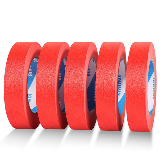 Red Painters Tape,1” x 60 Yds x 5 Rolls (300 Yards Total) - Medium Adhesive Masking Tape for Painting,Labeling,DIY Crafting,Decoration and School Works