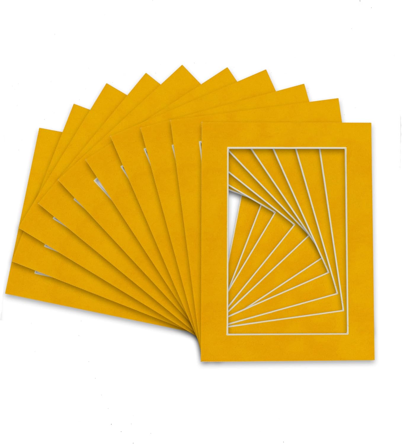 Pack of 25 Acid Free 8.5x11 Mats Bevel Cut for 7x9 Photos - Bright Yellow Precut Matboards With Backing Boards and Clear Photo Mat Bags For Pictures, Photos, Framing - 4-ply Thickness