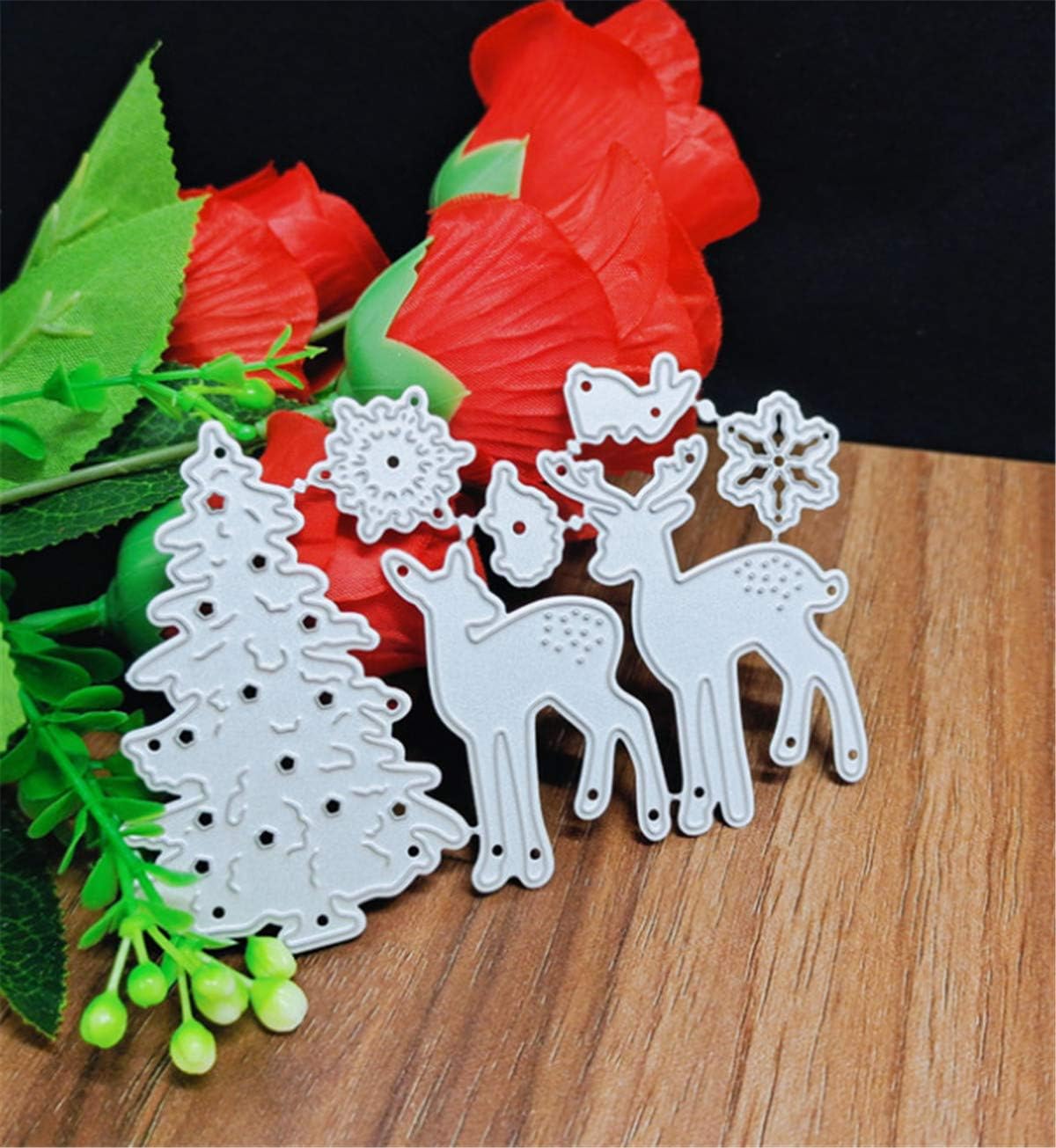 Metal Cutting Dies DIY Merry Christams Embossing Stencil Template Scrapbooking Card Making Mold Photo Album Arts Crafts Tools (2 Christmas deer-10.6x6.9cm)