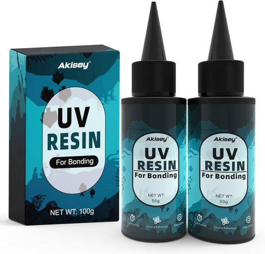 100g UV Resin for Bonding, Akisey UV Glue for Repairing Glass, Plastic, Resin Decoration, Fast Curing in Seconds Under UV Light (Not Included)