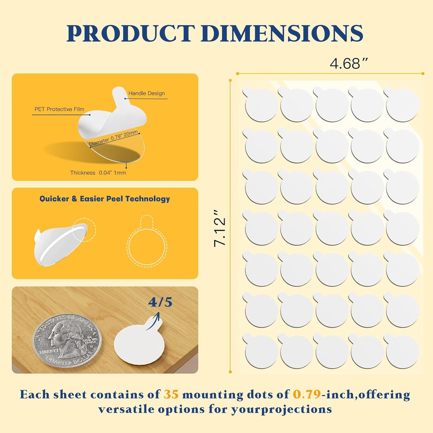 Double Sided Sticky Adhesive Dots – 350pcs Easy to Peel Sticky Putty,Clear Removable Mounting Putty, Double Sided Tape Dots for Walls,Crafts, Posters, Balloons, and Classroom Decor.