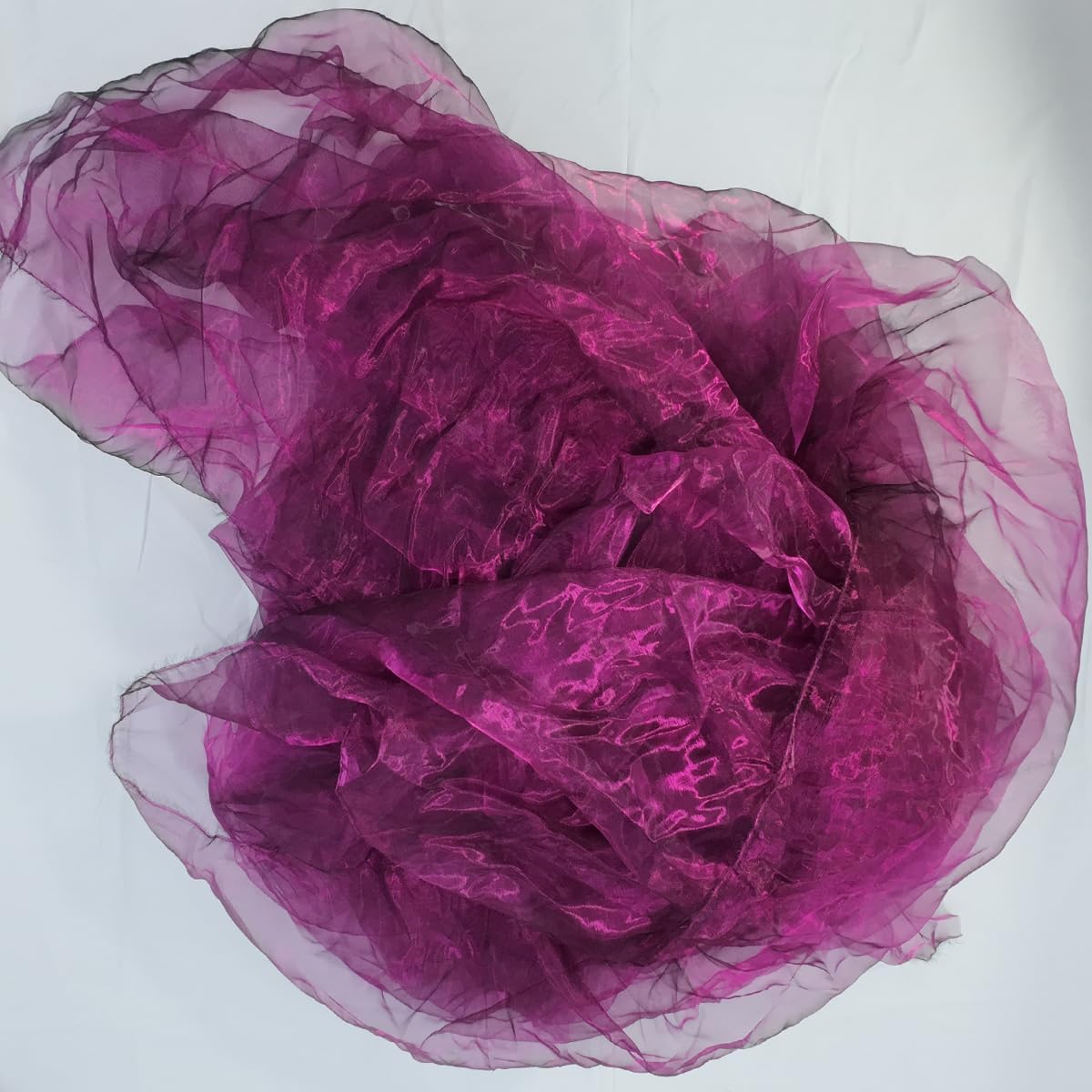 Two-Tone Iridescent Holographic Organza Fabric - 11 Yards | Lightweight Sheer Gauze Voile Tulle | for Dresses, Party Decor, DIY Crafts, Shiny Backdrops(Fuchsia Black)