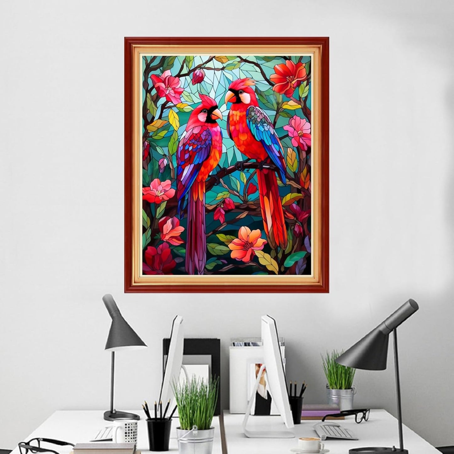 Foxhool Beginners Cross Stitch Kits Stamped Full Range of Embroidery Kits for Adults DIY Cross Stitches kit Embroidery Patterns for Needlepoint kit-Colorful Birds 16x20 inch