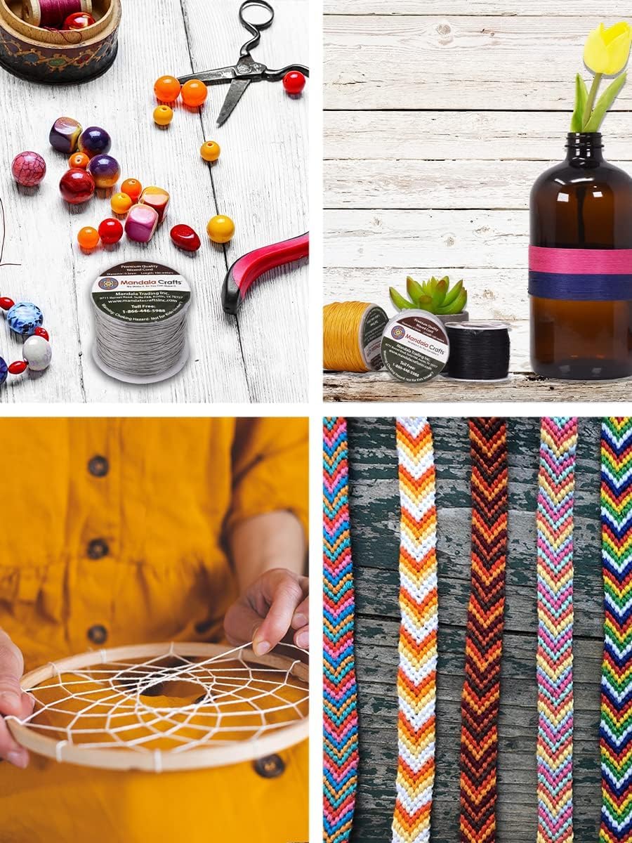 Mandala Crafts 1mm 109 Yards Ivory Cotton Waxed Cord for Jewelry Making Bracelet Cord Waxed String - Beading String Thread Jewelry Cords for Necklaces String