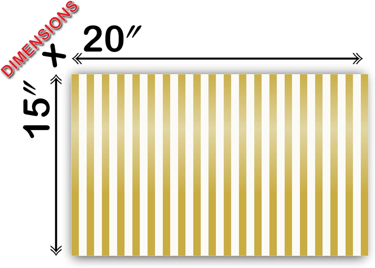 Flexicore Packaging Metallic Gold Pin Stripe Print Gift Wrap Tissue Paper Size: 15 Inch X 20 Inch | Count: 10 Sheets | Color: Gold Pin Stripe