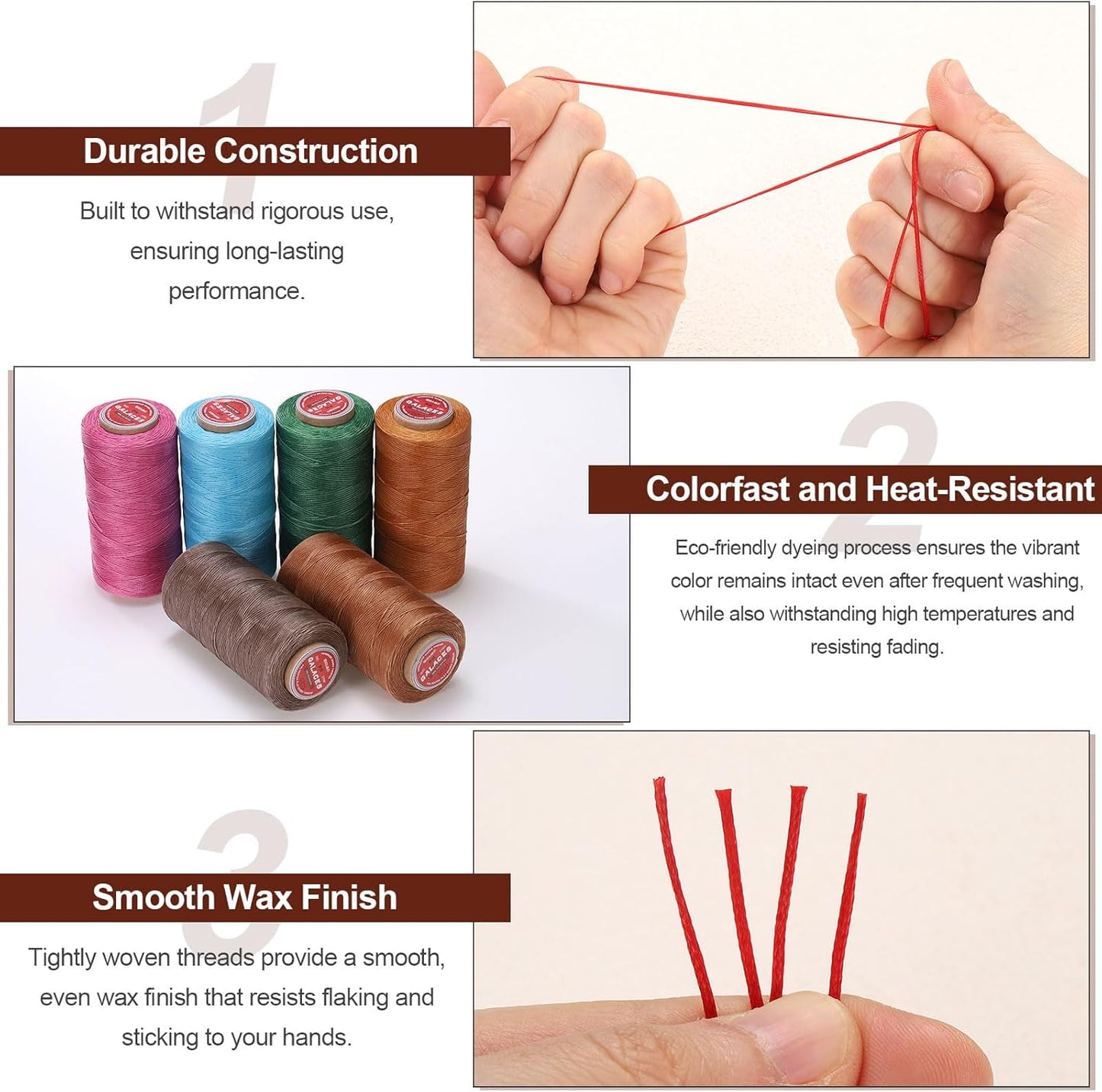 uxcell Flat Leather Sewing Waxed Thread, 140m / 153 Yards Polyester Wax String, 300D Wax Stitching Cord for Leather Crafts, Bookbinding, Bracelets Braided, Pale Pink