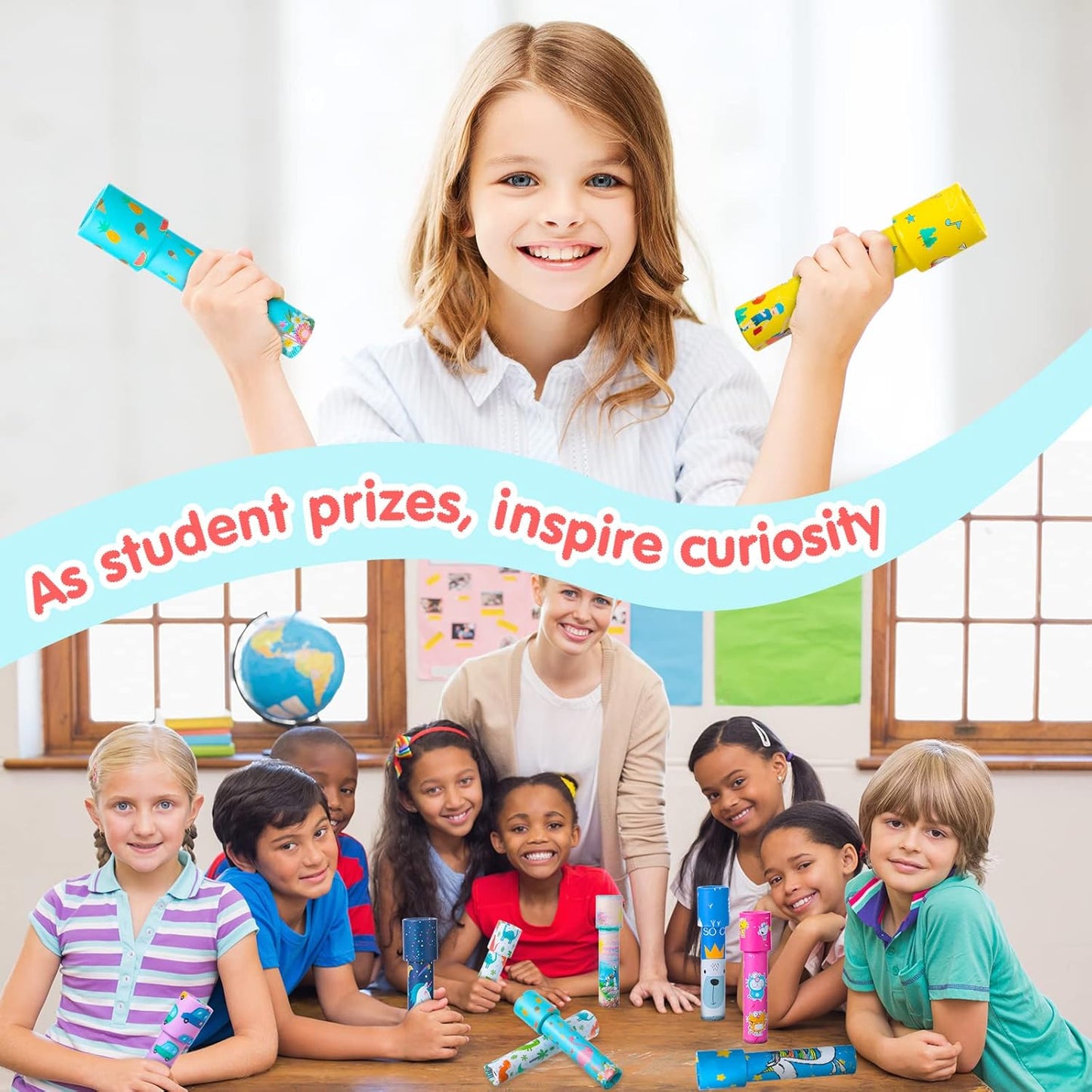 Chivao 20 Pcs Classic Kaleidoscopes Educational Toys for Party Favors Fun Kaleidoscope Toy for Stock Stuffers Bag Fillers Birthday Party School Classroom Prizes, Random Colors (Flamingo)